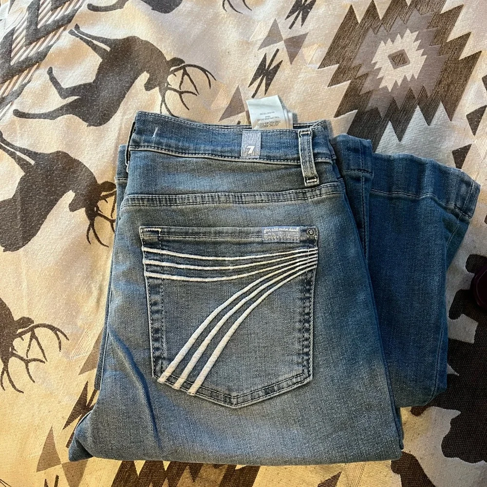 7 For All Mankind Blue Flare Jeans - Picture 1 of 3